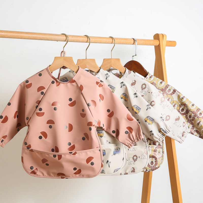 Bib Long Sleeve - Babador reversível PU de manga comprida