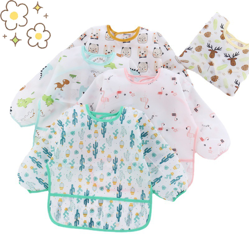 Bib Long Sleeve - Babador de desenho animado de silicone