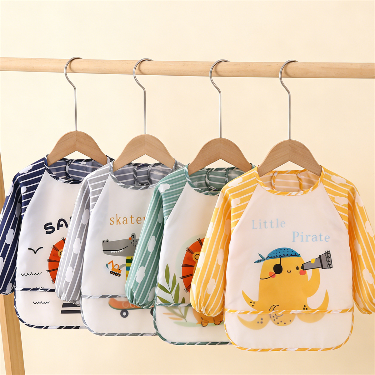 Bib Long Sleeve - 2 Peças de Babadores Impermeáveis de
