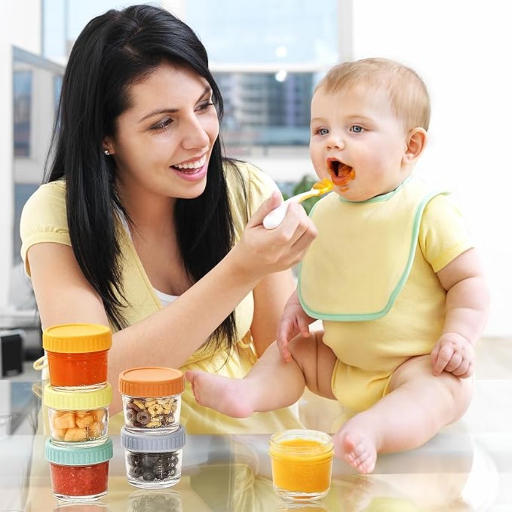 Baby Food Containers Glass - Conjunto de 6 Potes de Vidro