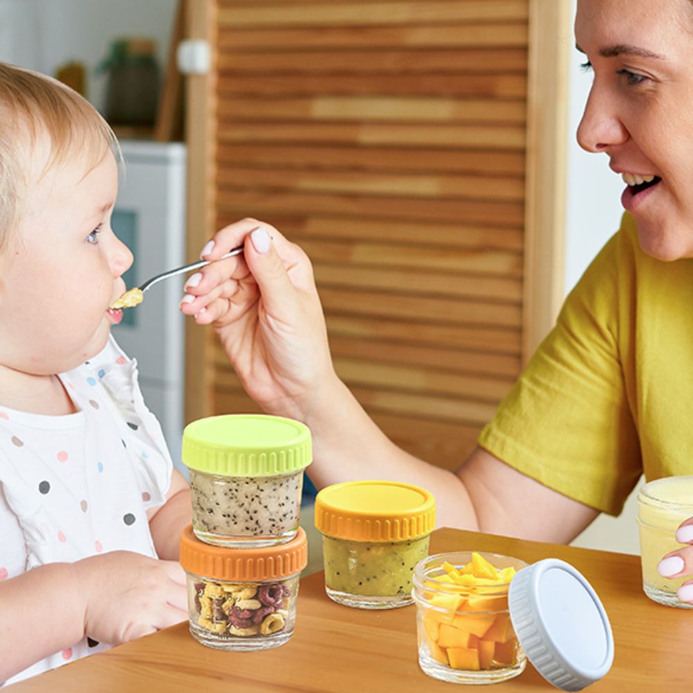 Baby Food Containers Glass - Conjunto de 6 Frascos de Vidro