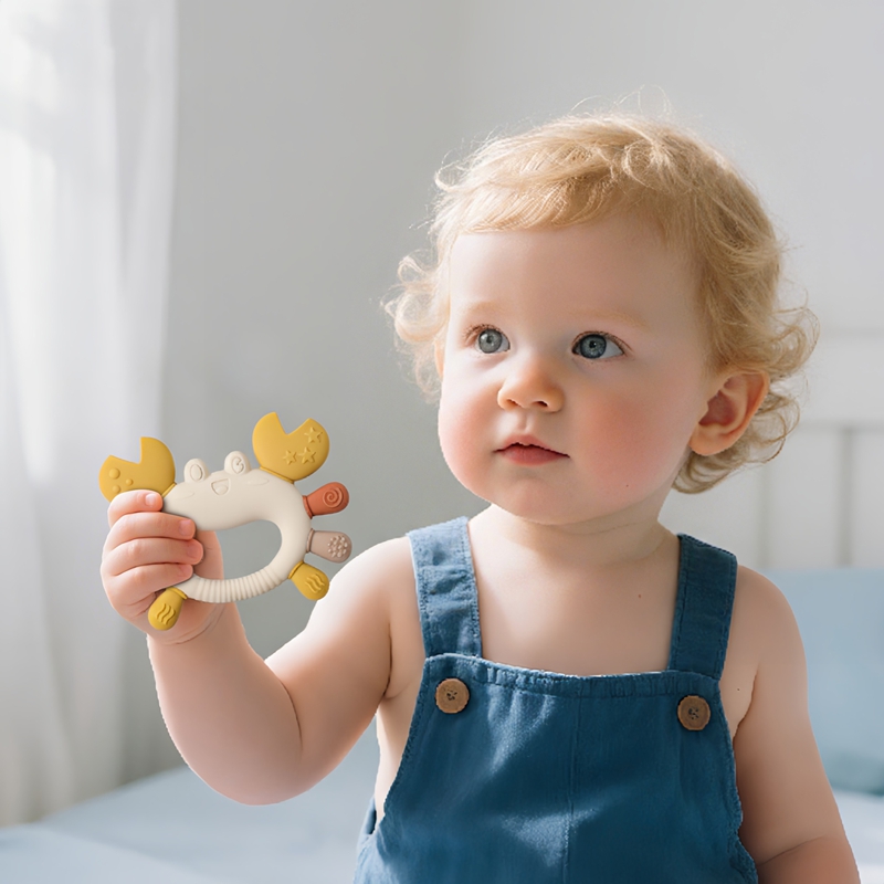 Baby Food Intake - Bebê bebeSilicone Brinquedo de caranguejo multicolorido