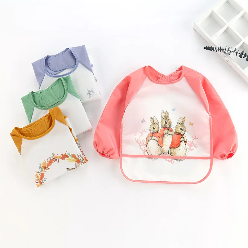 Bib Long Sleeve - Babador Impermeável Macio para Bebês, Mangas