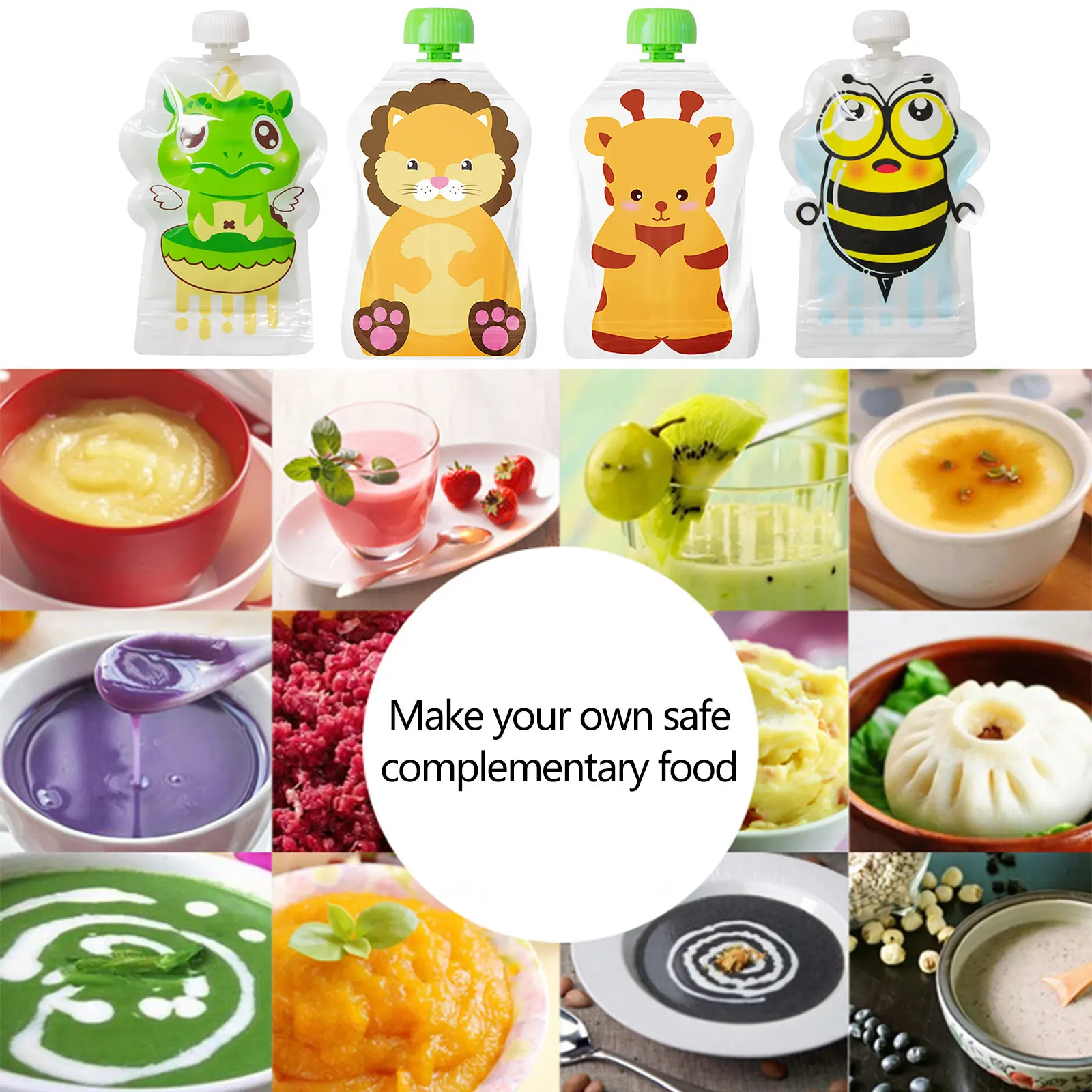 4 pçs saco de armazenamento de - Baby Food Pouches Reusable avaliação e preço