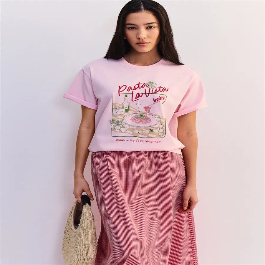Camiseta Feminina Rosa de Algo - Baby Food Intake avaliação e preço