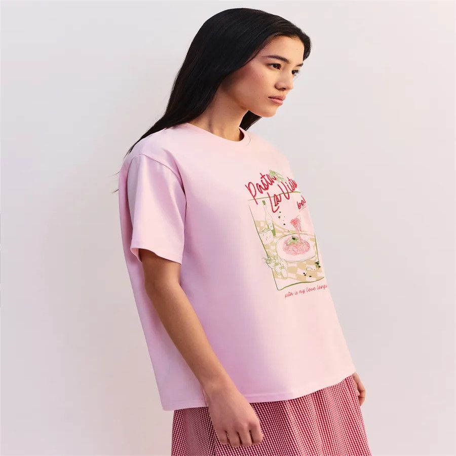 Camiseta Feminina Rosa de Algo - Baby Food Intake avaliação e preço